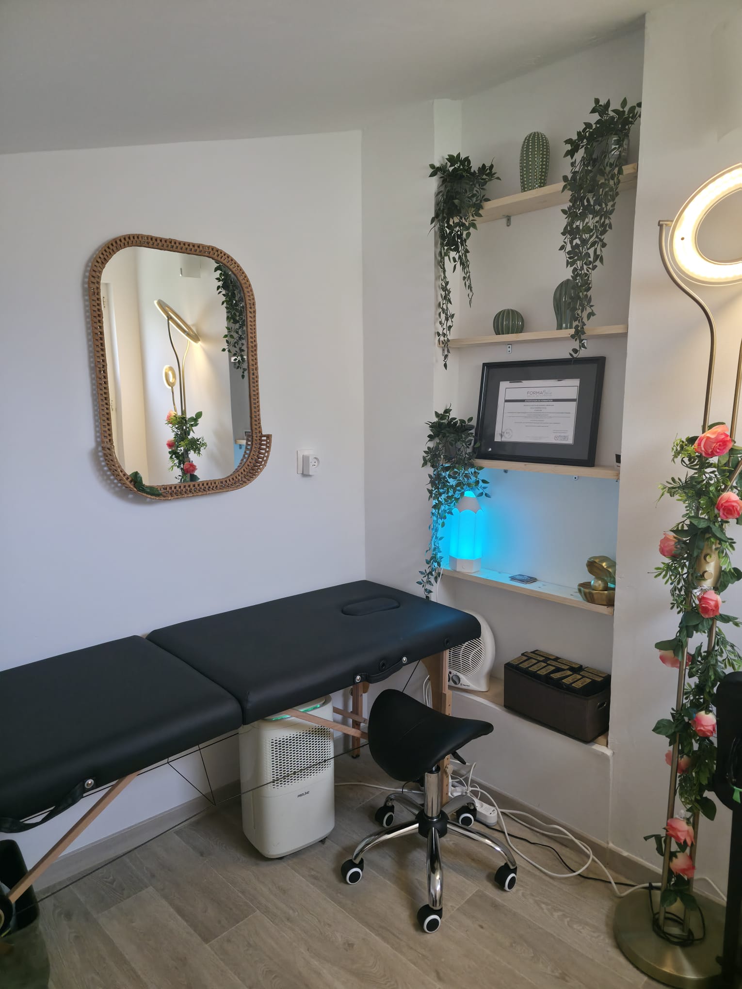 Studio Holly Tattoo à Saint-Révérend, espace de travail avec plantes